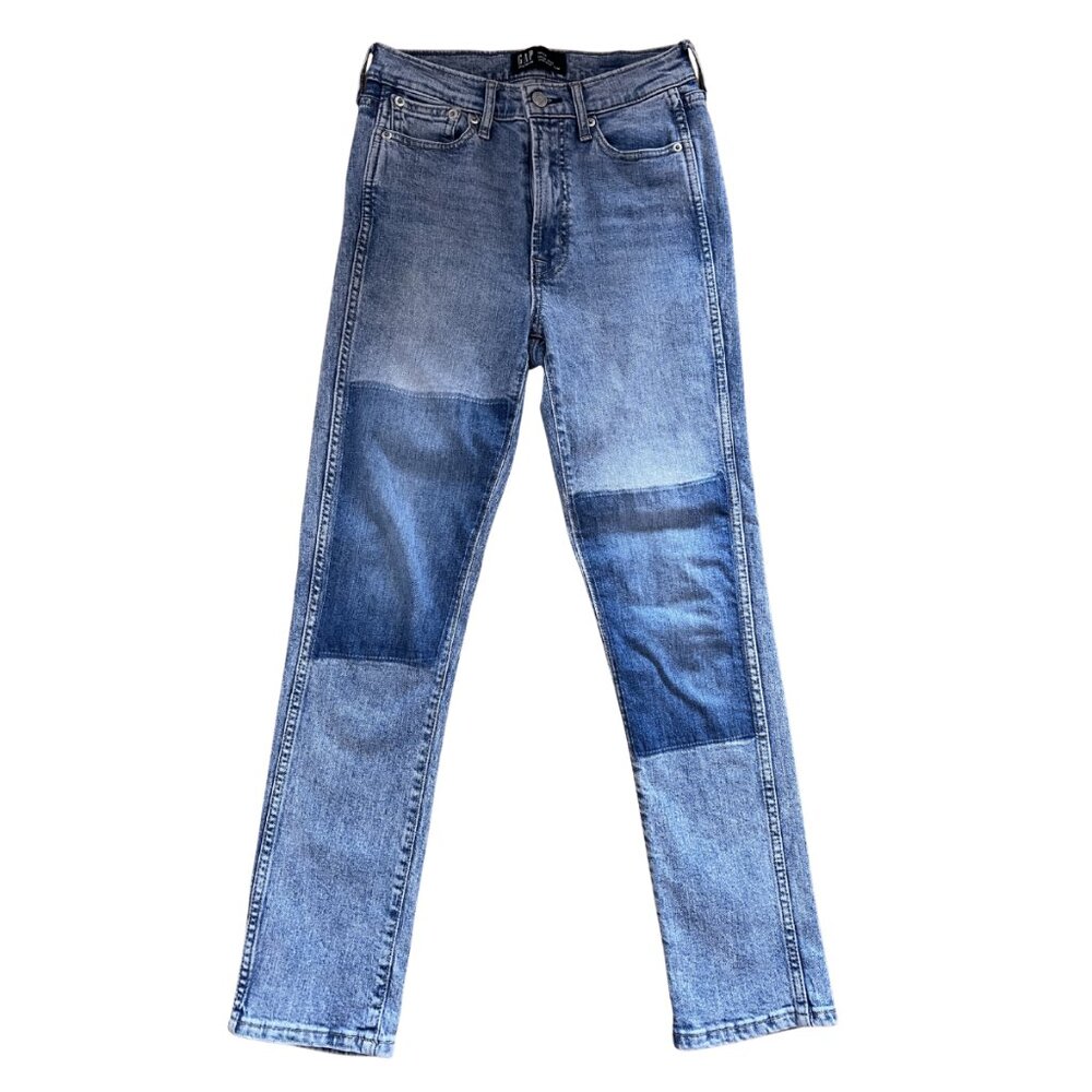 Gap Vintage High Rise Slim Jeans Size 00/24 Light Wash with Patches